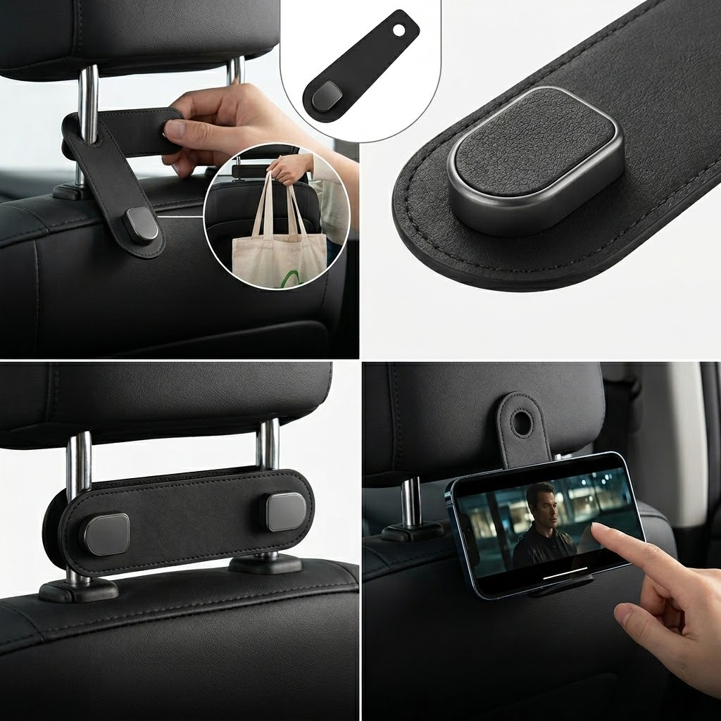 Premium Stealth Car Seat Integrated Headrest Hook