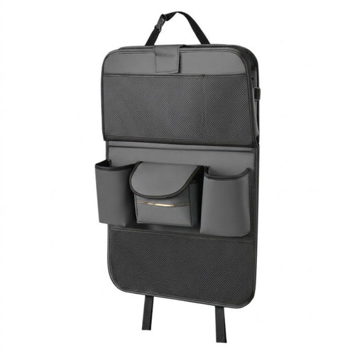 Premium Leather Car Backseat Organizer with Foldable Dining Table